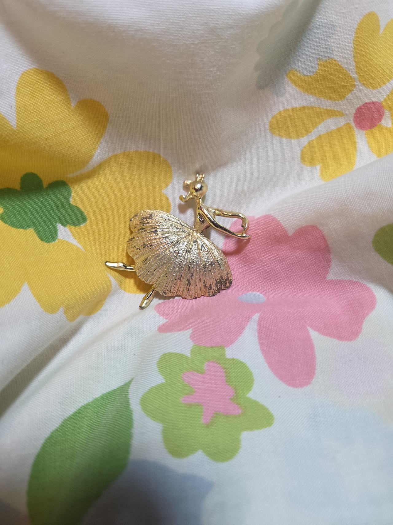 Vintage Gold Tone Ballerina Brooch
