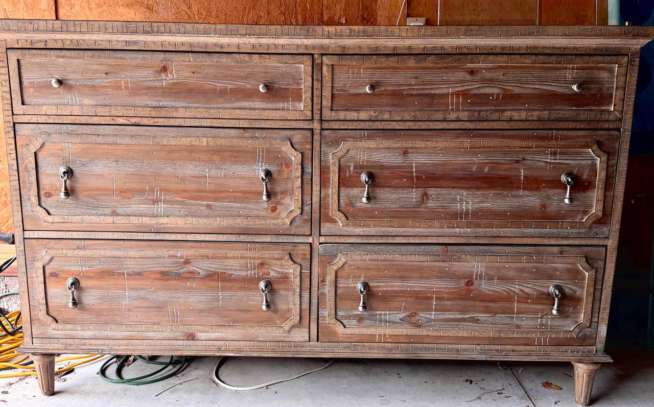 Rustic 6-Drawer Wood Dresser