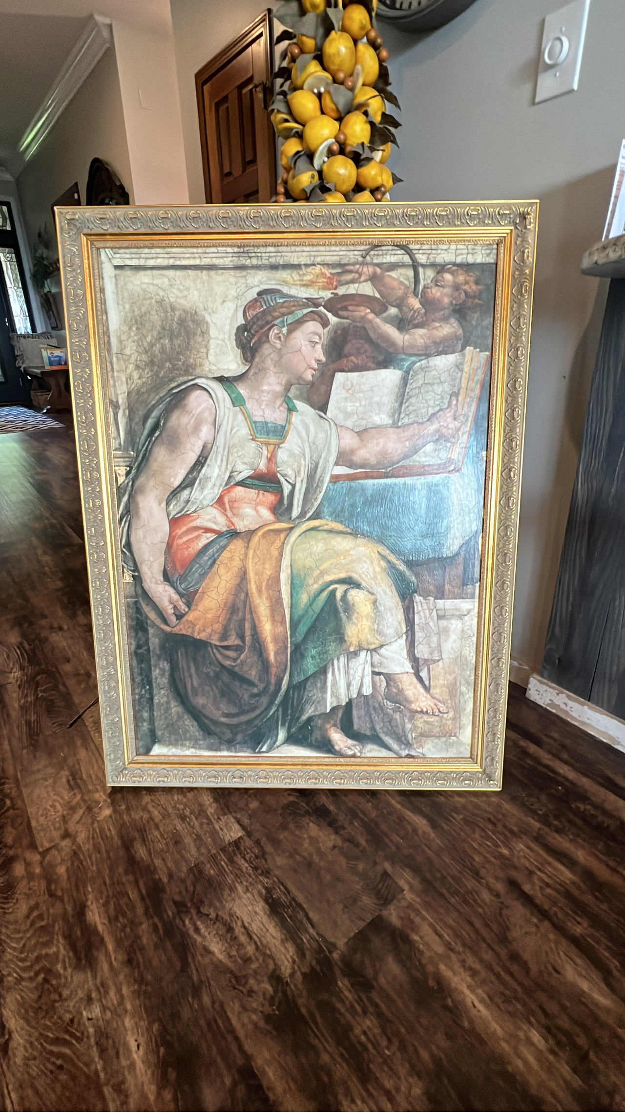 Framed Art Canvas Print of Michelangelo's 'The Libyan Sibyl' - 30” x 40”