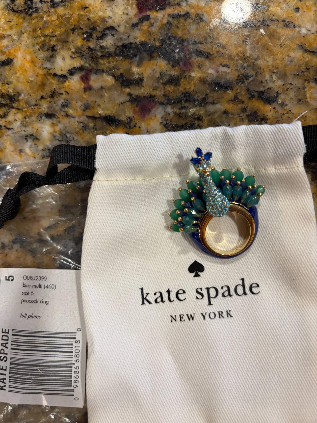 Kate Spade Full Plume Peacock Ring