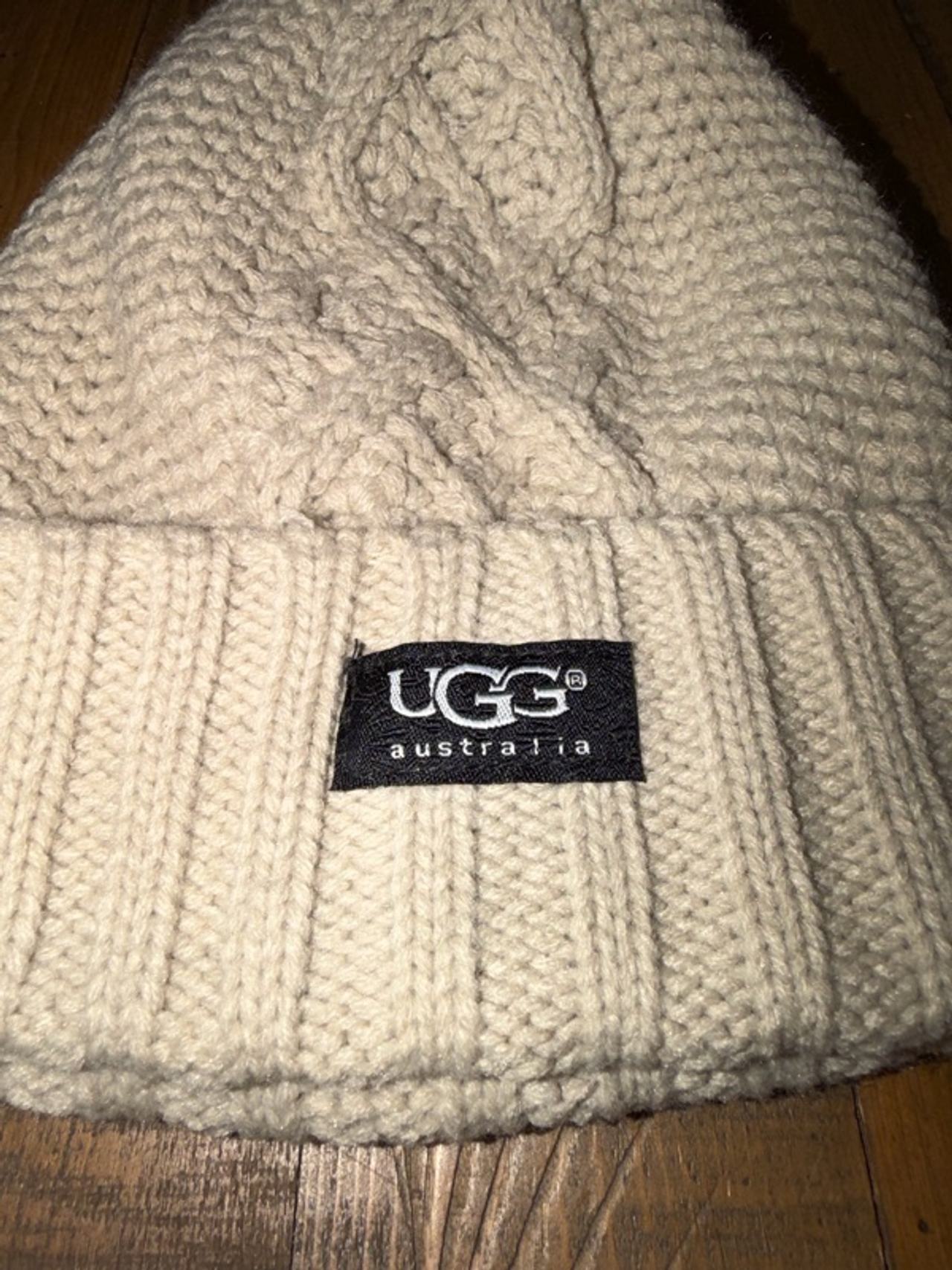 UGG Australia Beige Tan Fleece-Lined Beanie Hat