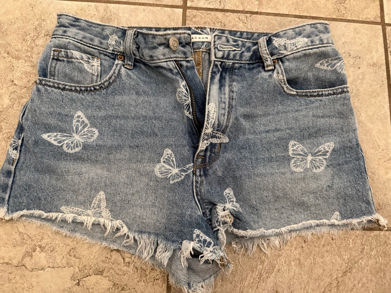 PacSun Butterfly Print High Waisted Denim Shorts- size 27