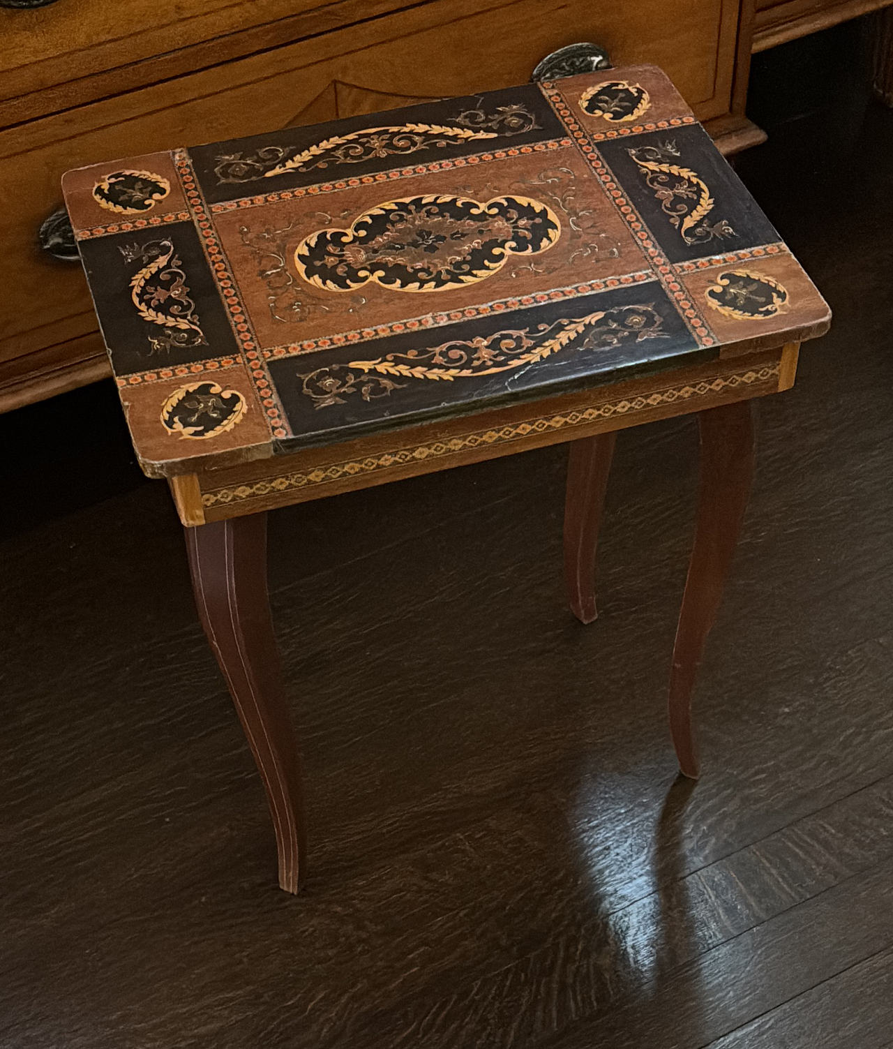 Vintage Italian Marquetry Inlay Side Table