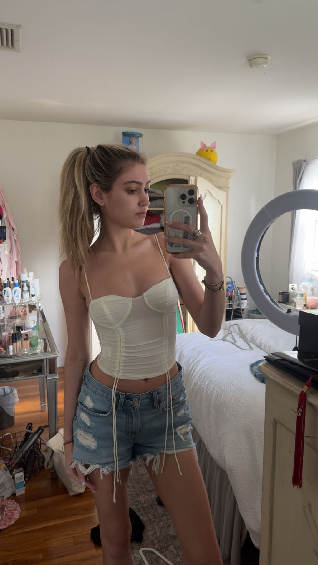 white corset top