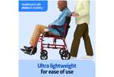 Medline UltraLight Transport Wheelchair Red Frame - Image 2