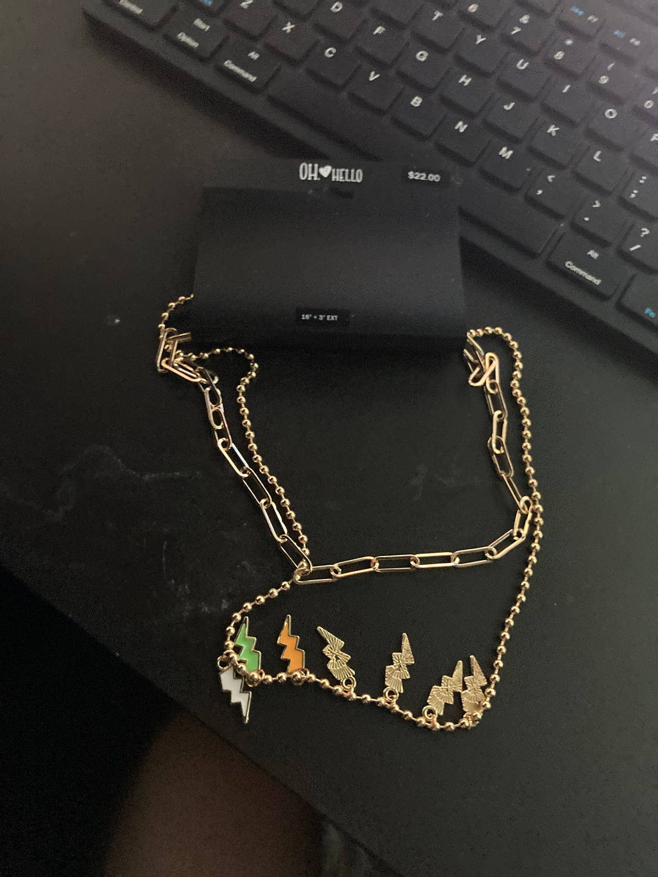 OH HELLO Lightning Bolt Charm Necklace
