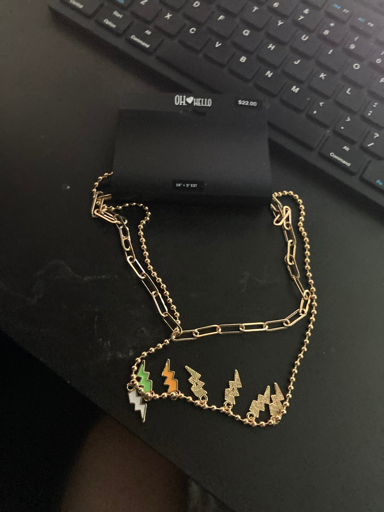 OH HELLO Lightning Bolt Charm Necklace