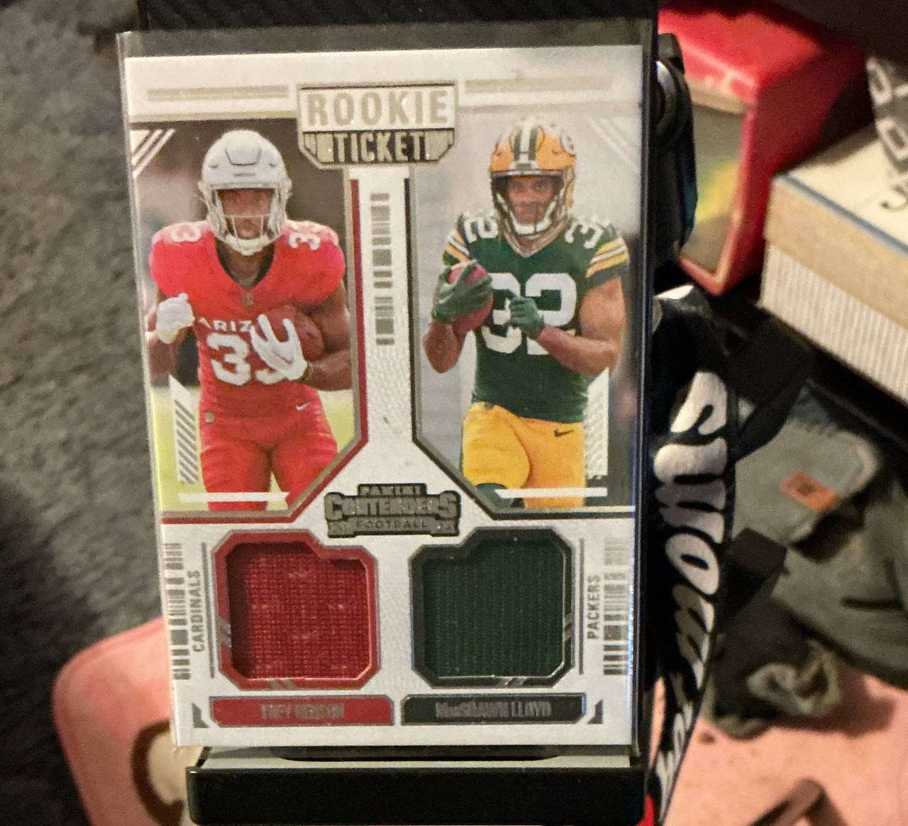 2024 Panini Contenders Trey Benson MarShawn Lloyd Dual Rookie Ticket Swatch