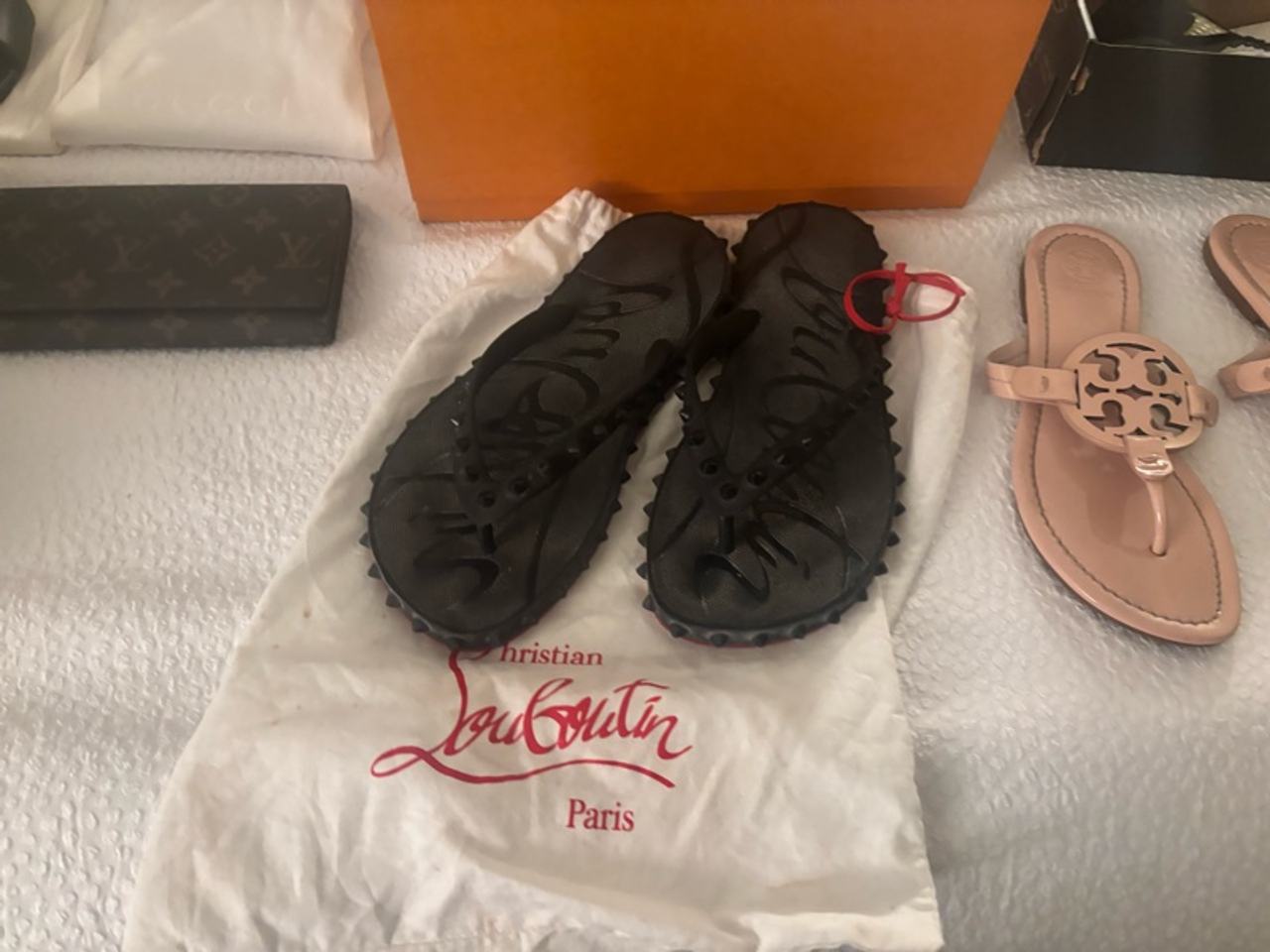 Christian Louboutin Super Loubi Flip Flops Black size 6.5