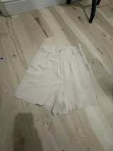 Beige Botany High Waist Pleated Tailored Wide Leg Shorts - Image 1