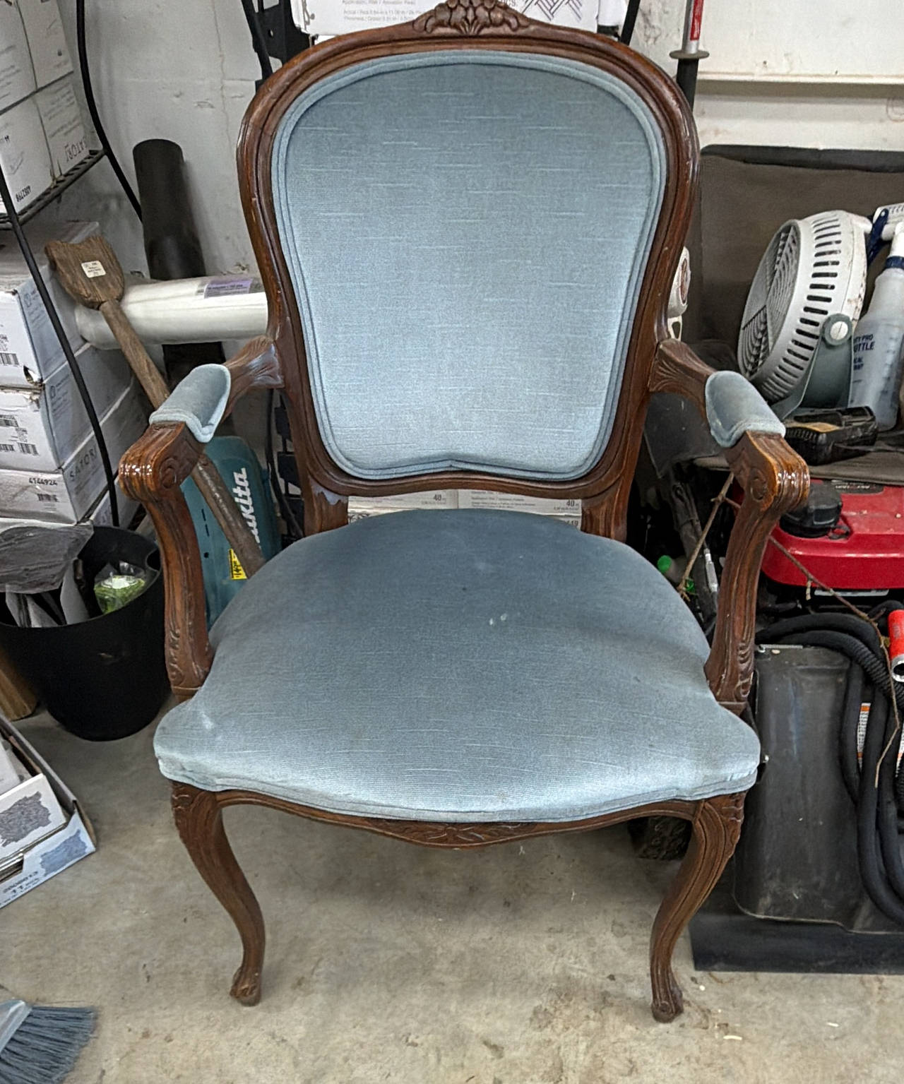 Vintage French Provincial Velvet Armchair