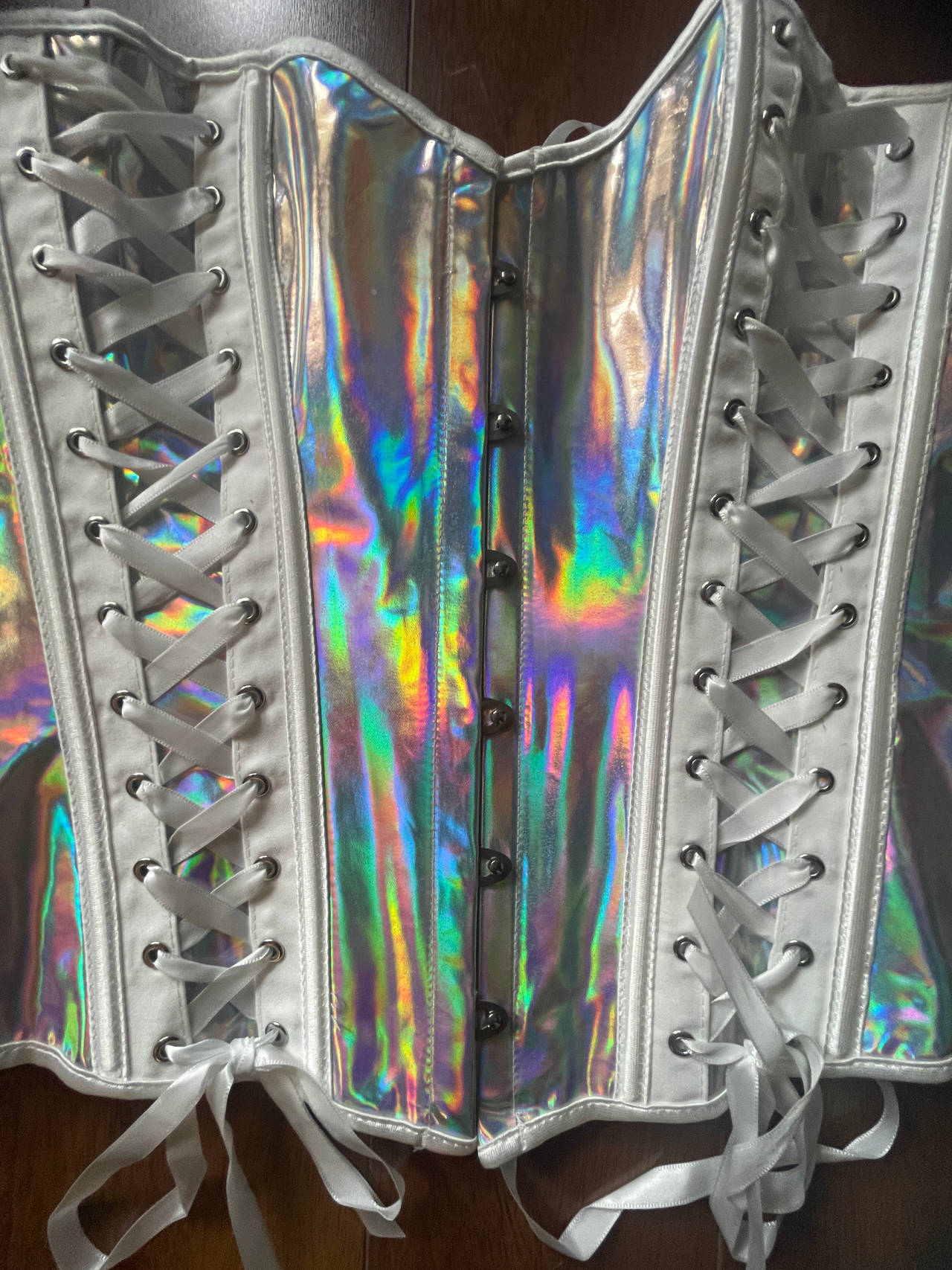 Holographic Lace-Up Corset