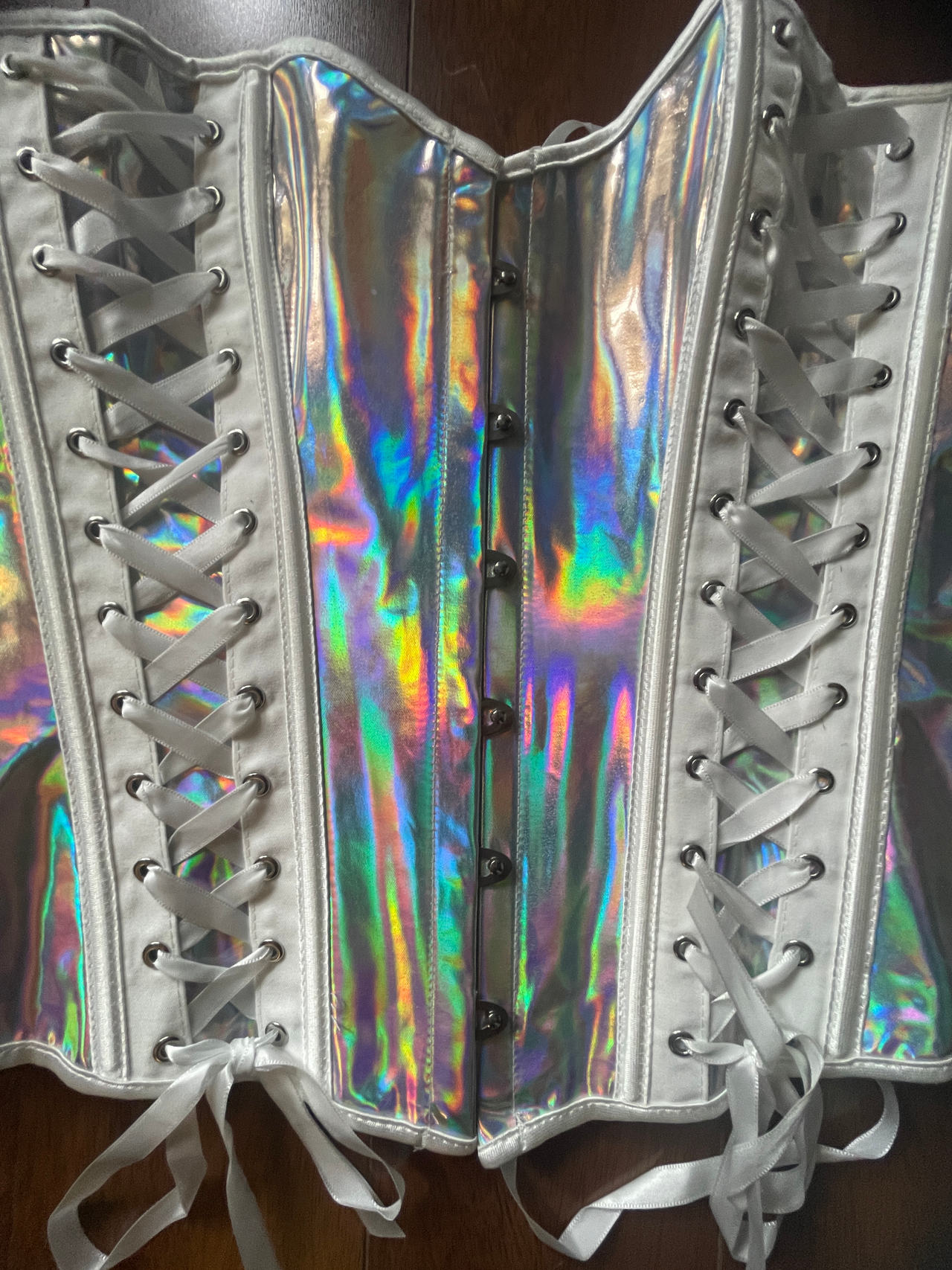 Holographic Lace-Up Corset