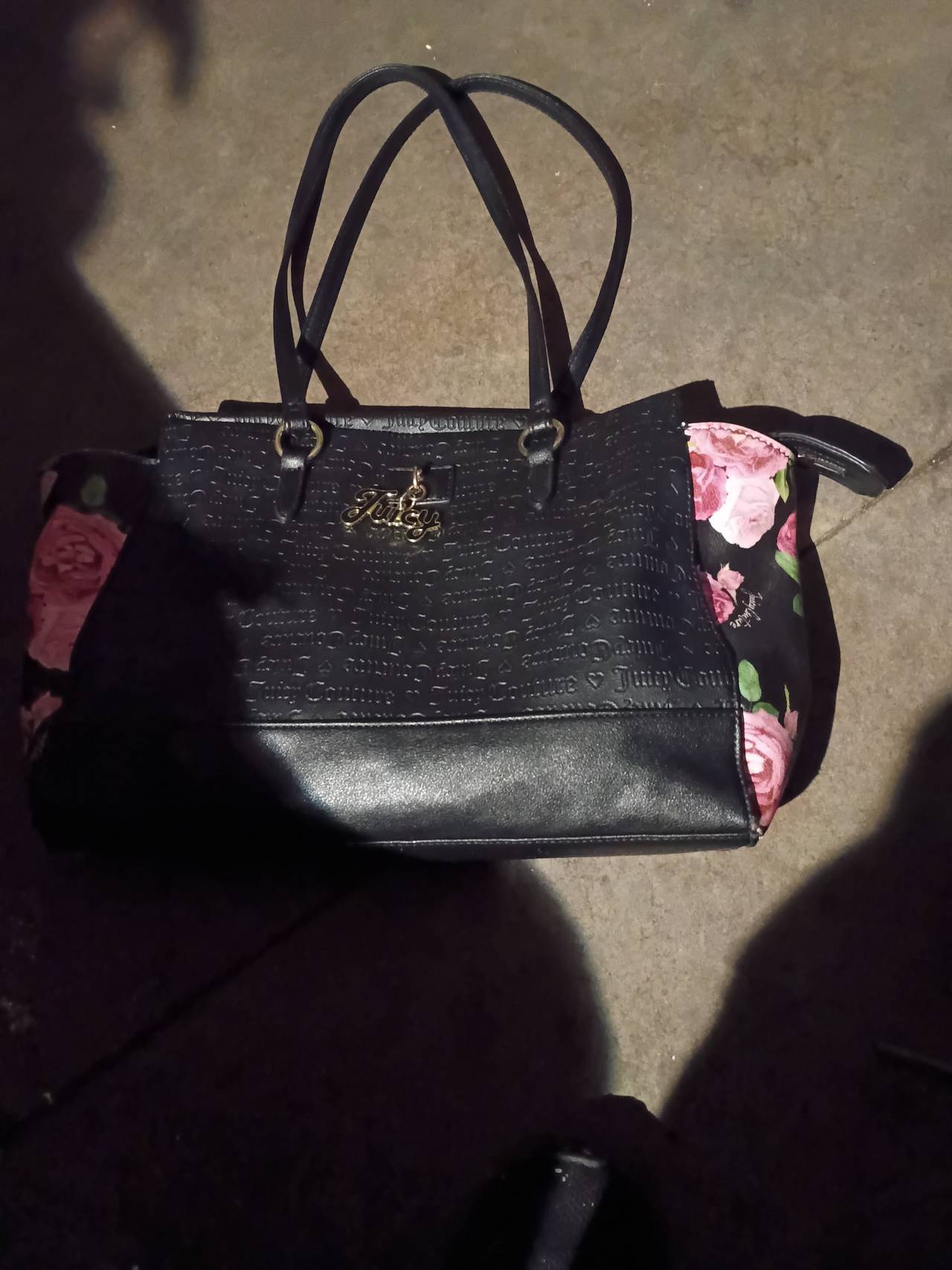 Juicy Couture Black Floral Embossed Tote Bag