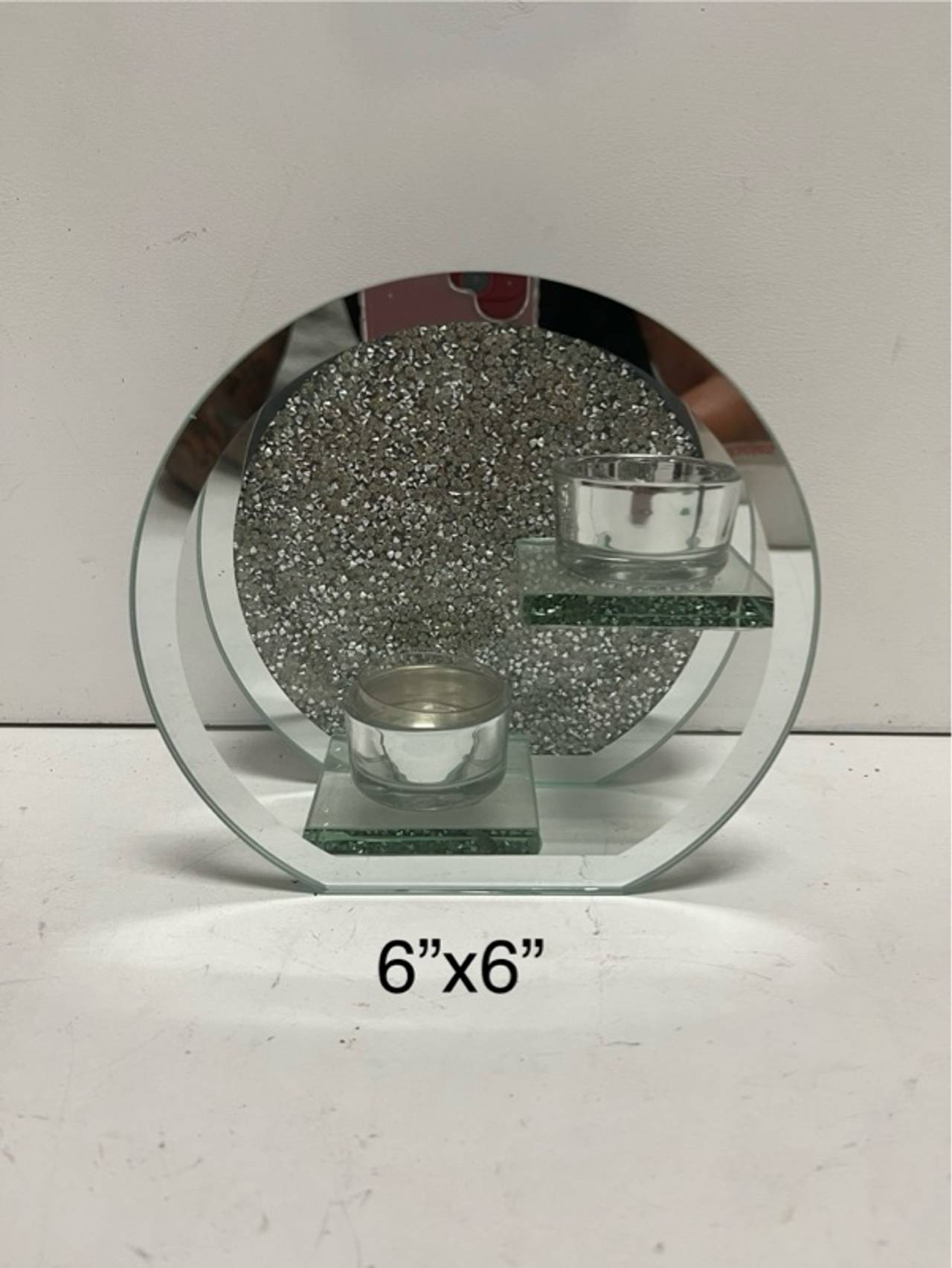 Round Crushed Crystal Tealight Candle Holder