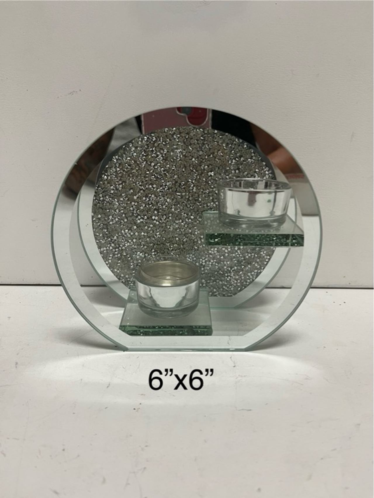 Round Crushed Crystal Tealight Candle Holder