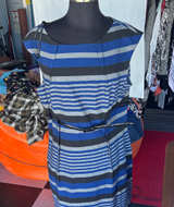 Calvin Klein Sleeveless Striped Belted Dress - Image 1