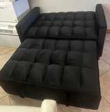 Black Velvet Pull Out Sleeper Loveseat with Tufted Cushions - Image 5