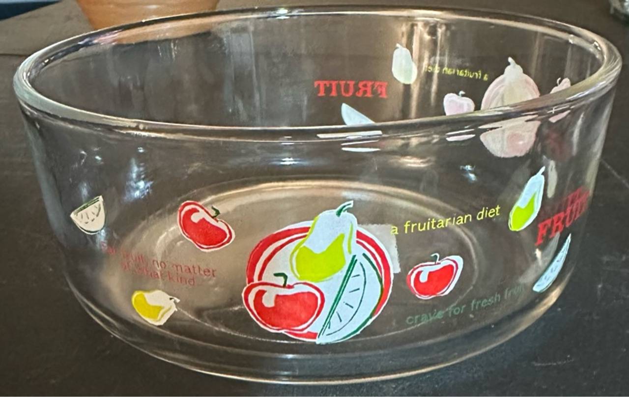 Anchor Hocking Fruit Pattern Mixing Bowl 1 Qt
