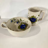 Hand-Painted Pottery Mug and Bowl Set Italy - Image 1