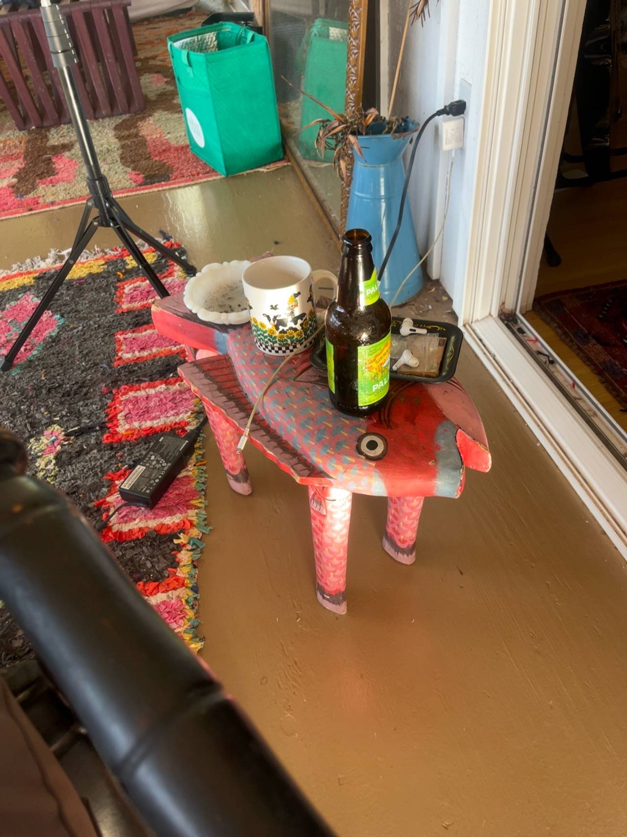 Indonesian Hand Carved Fish Stool 14" H x 19" L