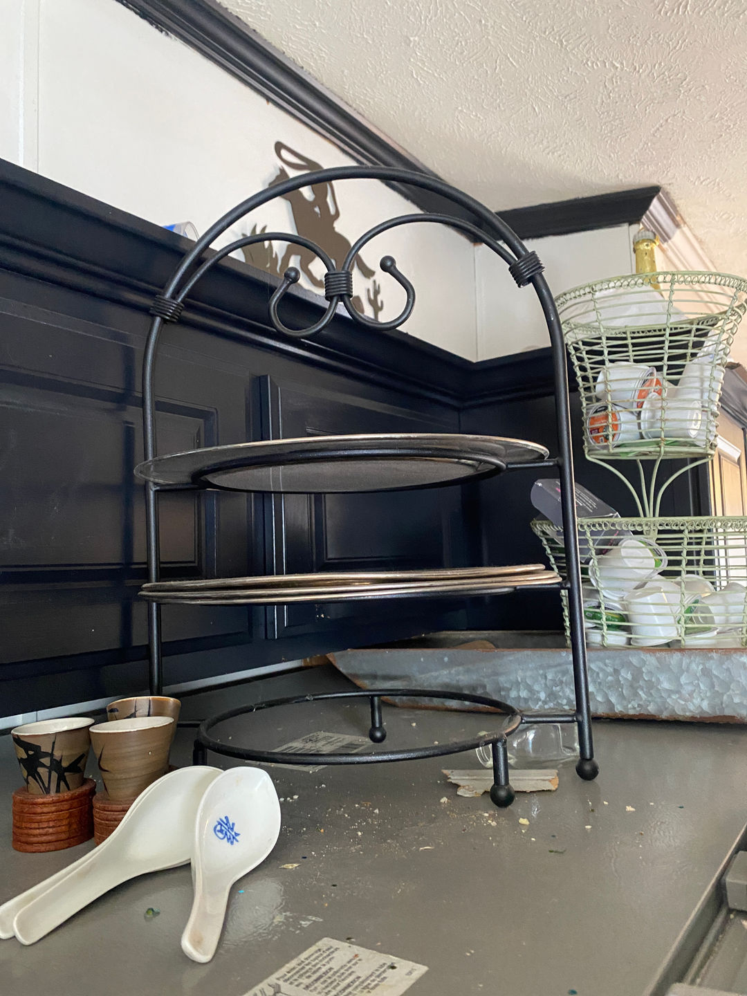 3-Tier Wrought Iron Plate Stand