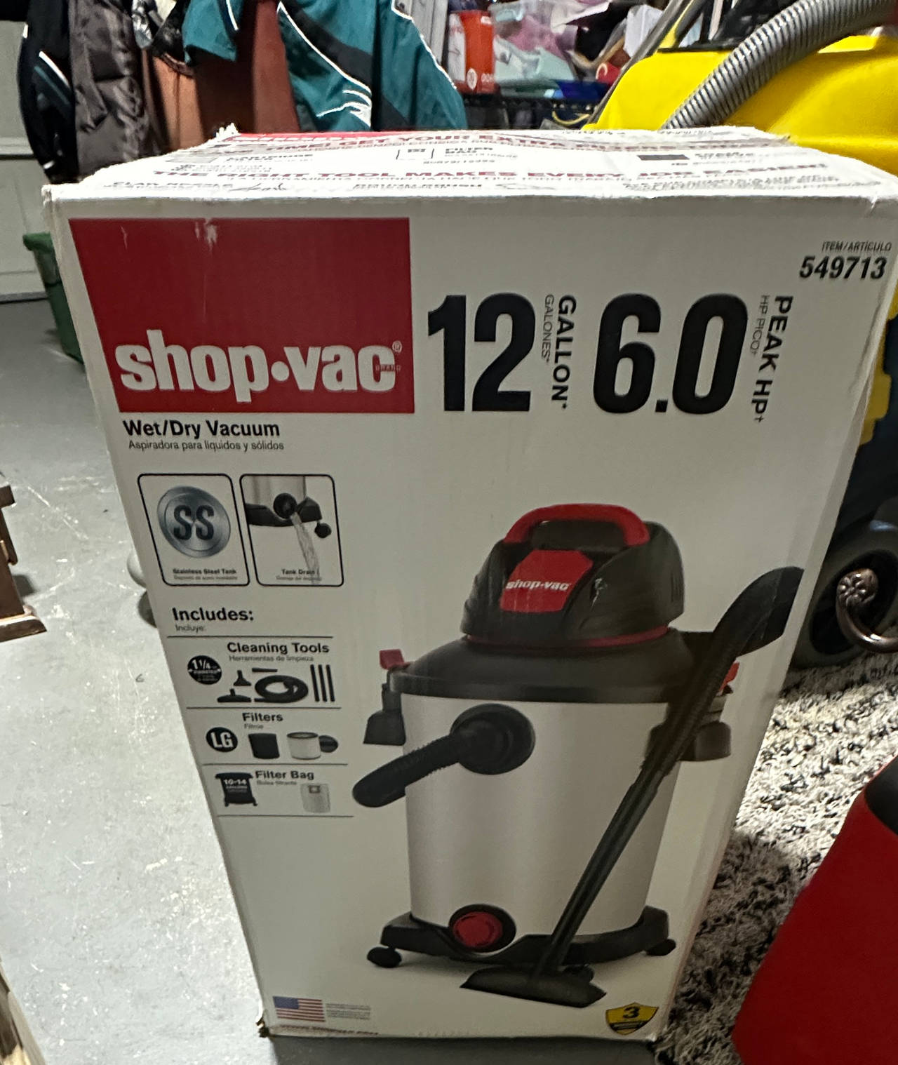 Shop-Vac 12 Gallon 6.0 Peak HP Stainless Steel Wet/Dry Vacuum