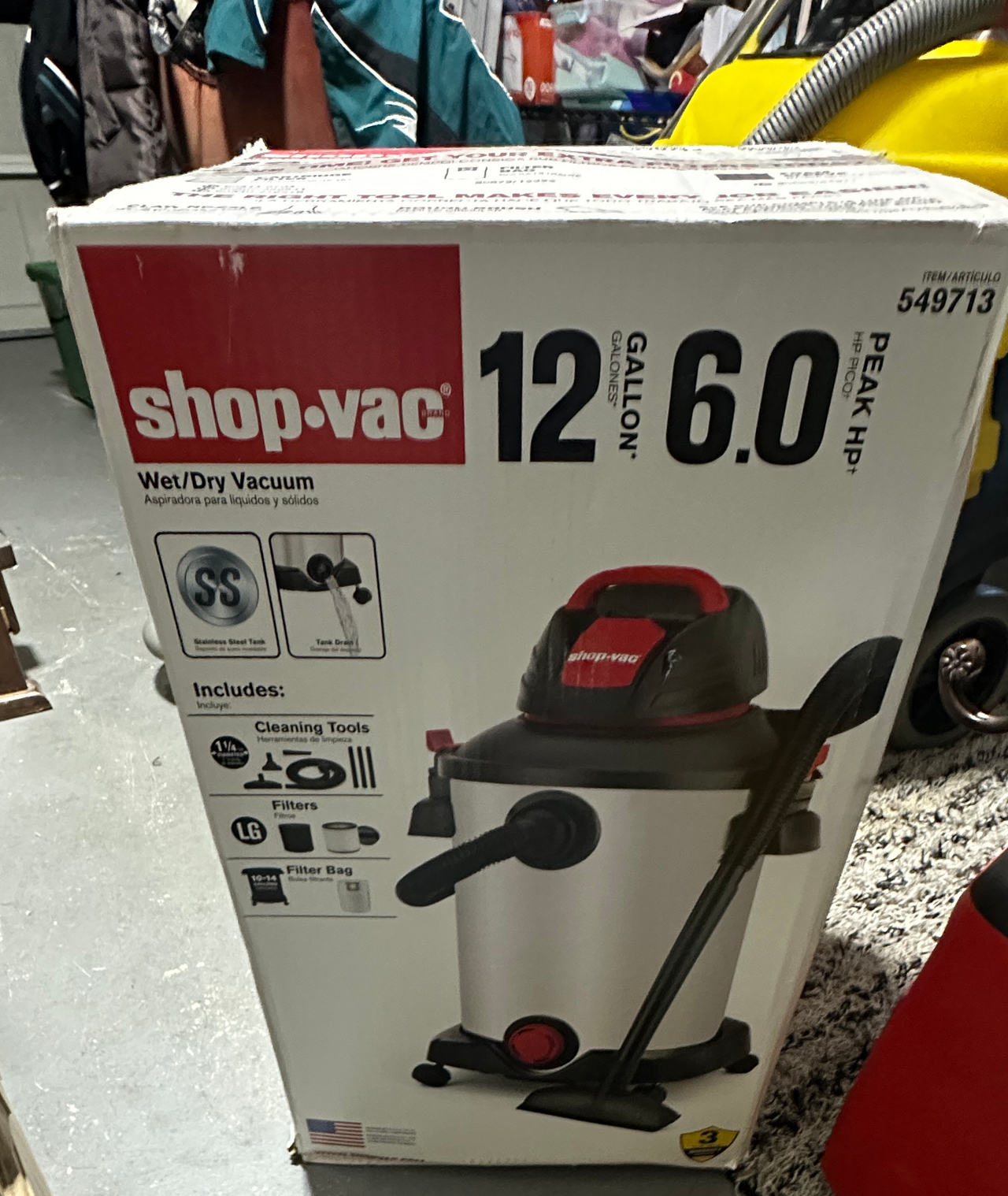 Shop-Vac 12 Gallon 6.0 Peak HP Stainless Steel Wet/Dry Vacuum