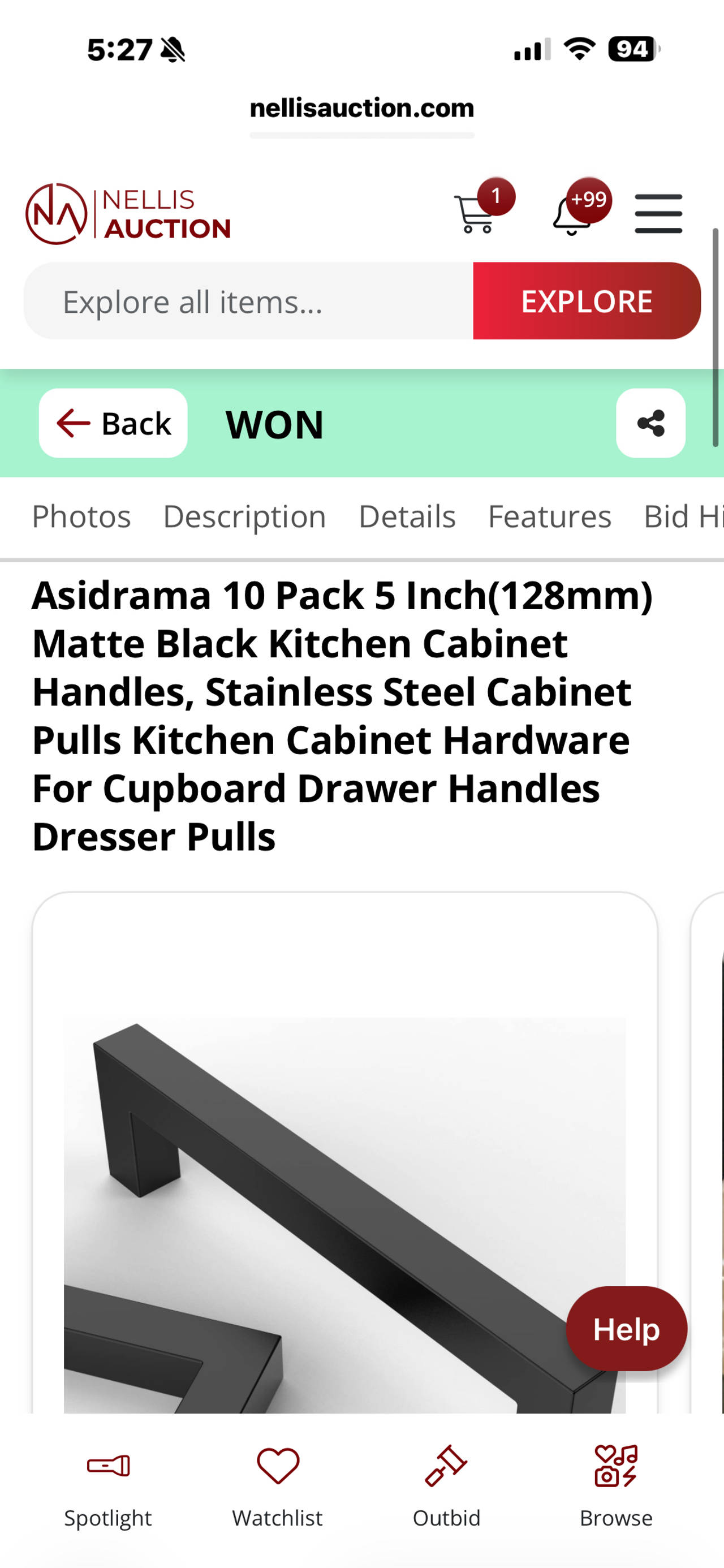 Asidrama 10 Pack 5 Inch Matte Black Cabinet Handles