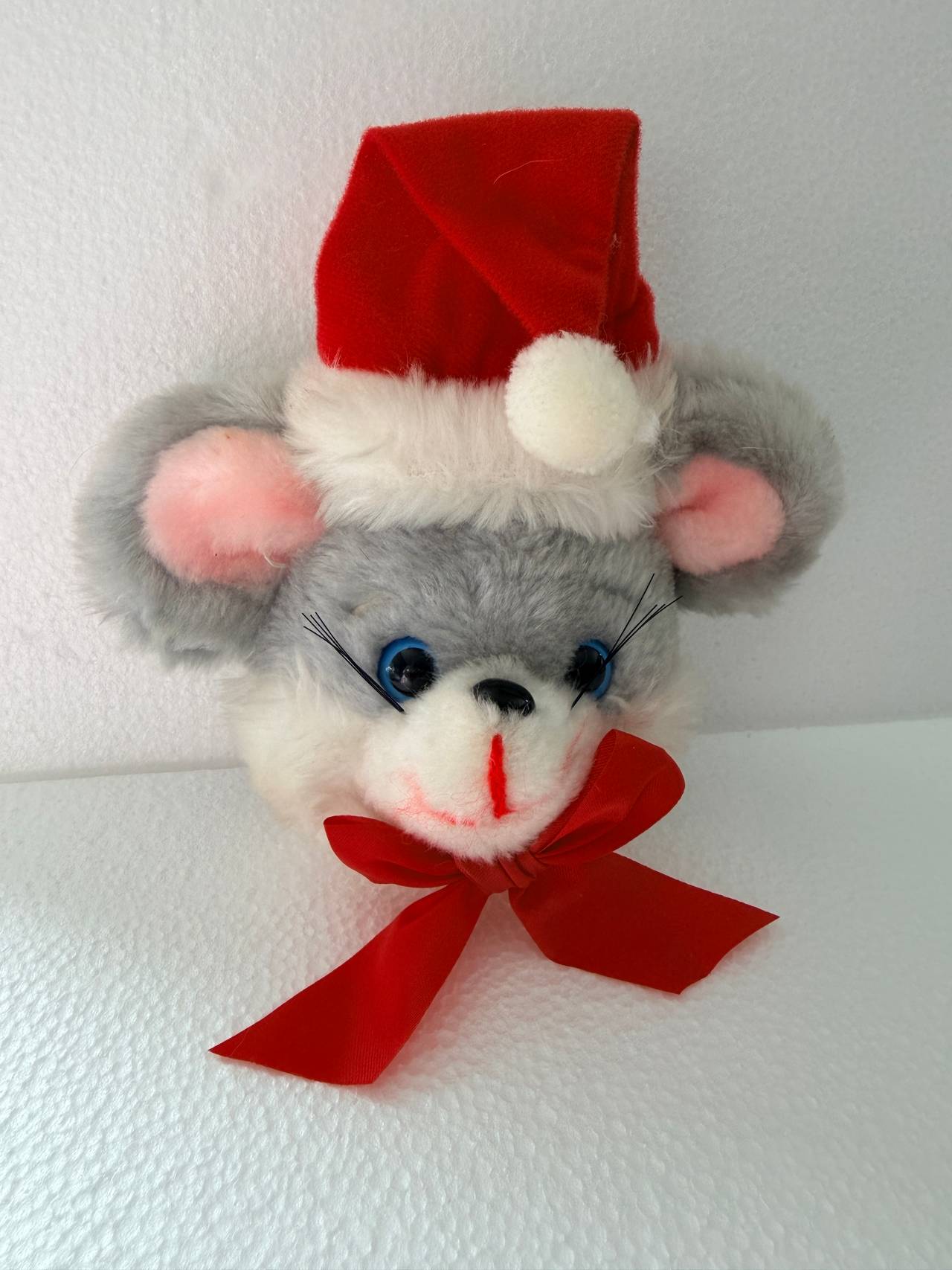 Vintage House of Lloyd Christmas 1986 Holiday Plush Santa Mouse Doorknob Cover