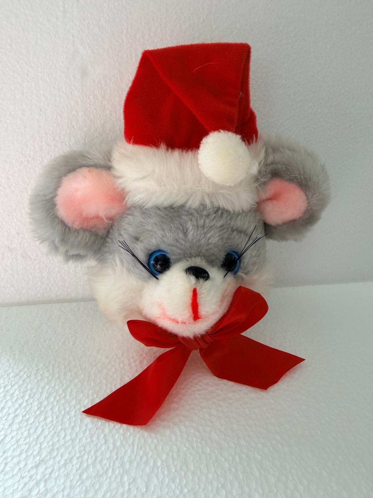 Vintage House of Lloyd Christmas 1986 Holiday Plush Santa Mouse Doorknob Cover