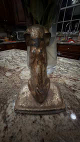 Dog Sculpture Bronze Vintage Metal Doggy Puppy Heavy Metal Nice Desk Antique  - Image 3