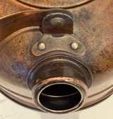 Vintage Copper Tea Kettle with Blue and White Ceramic Accents - Image 2