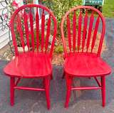 Amesbury Chair Red Arrowback Windsor Dining Chairs - Pair - Image 1