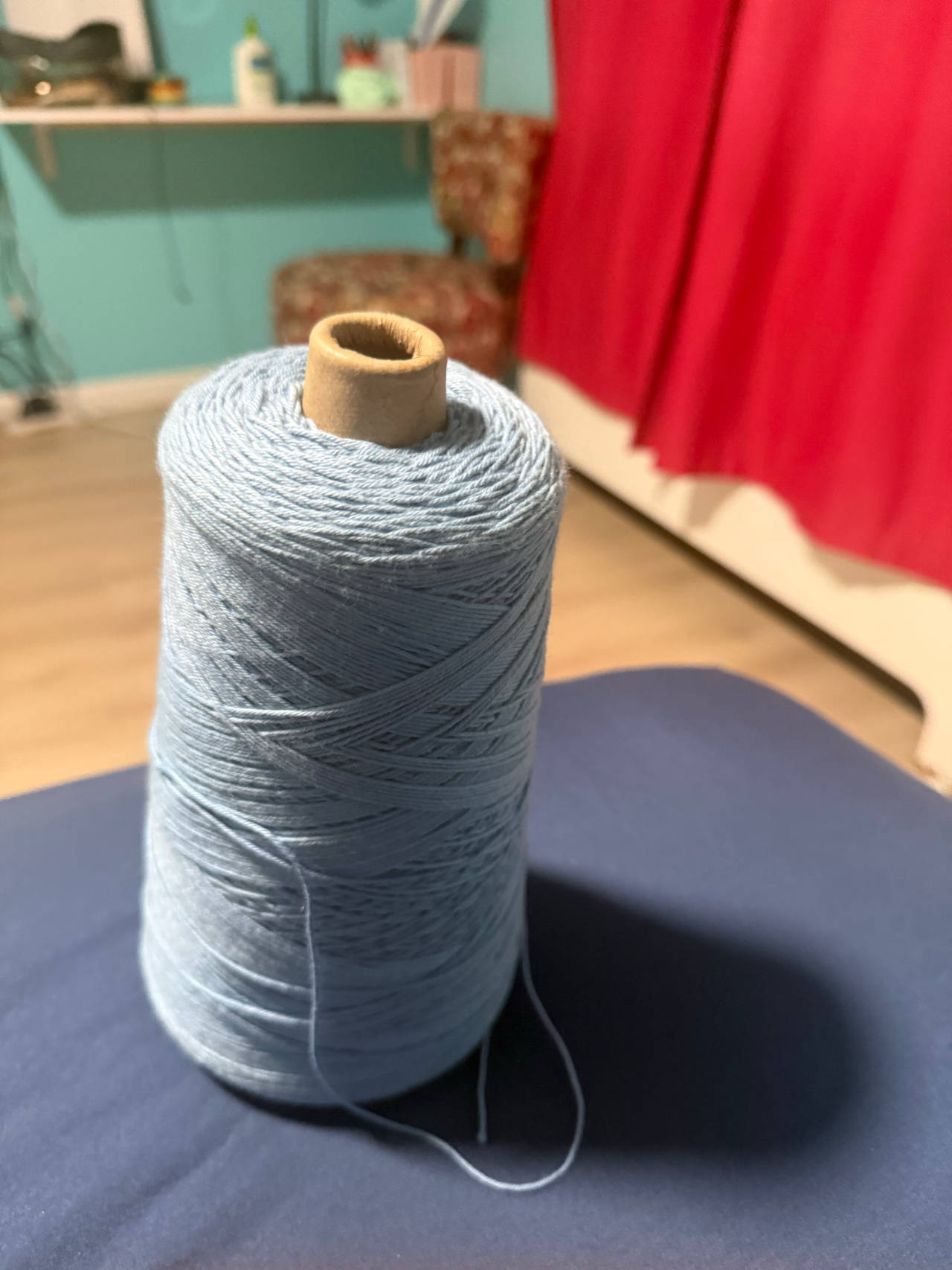 Light Blue Cotton Yarn Cone