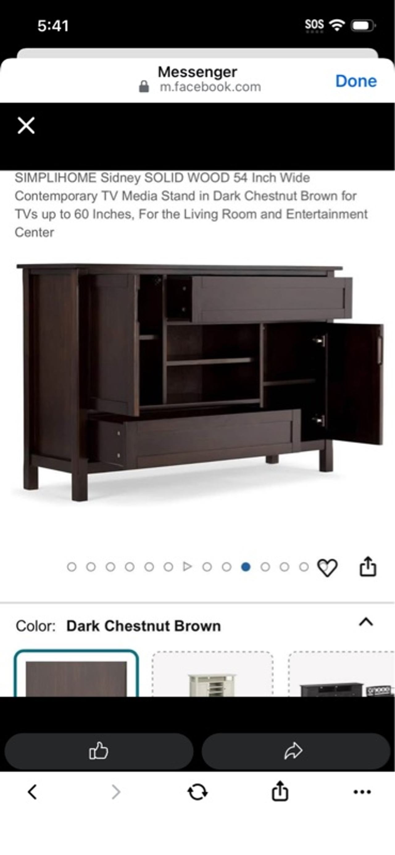 Simpli Home Sidney TV Stand Dark Chestnut Brown 54-inch