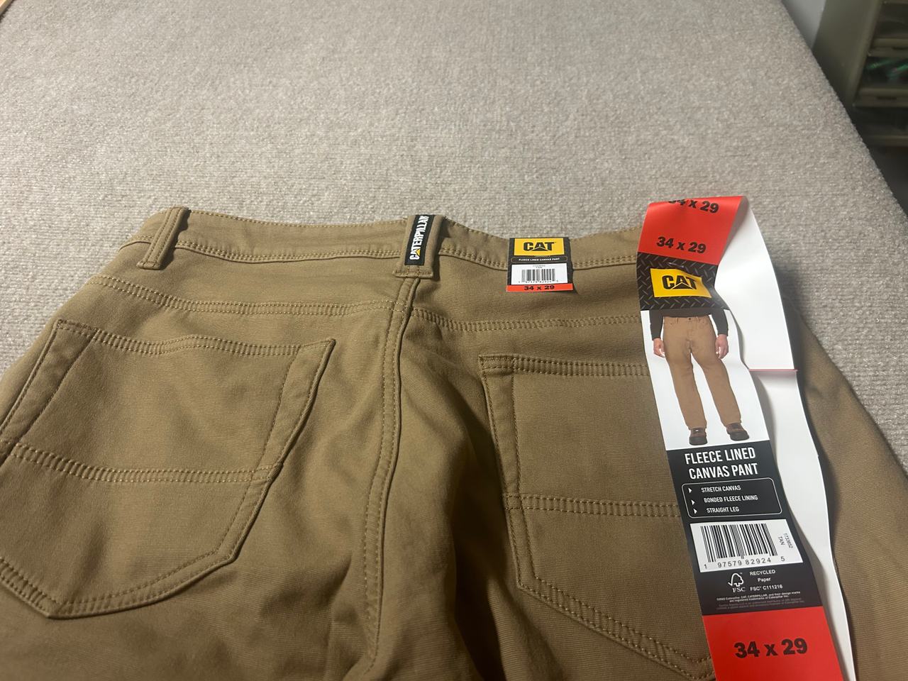 Caterpillar Men's Fleece Lined Canvas Pant