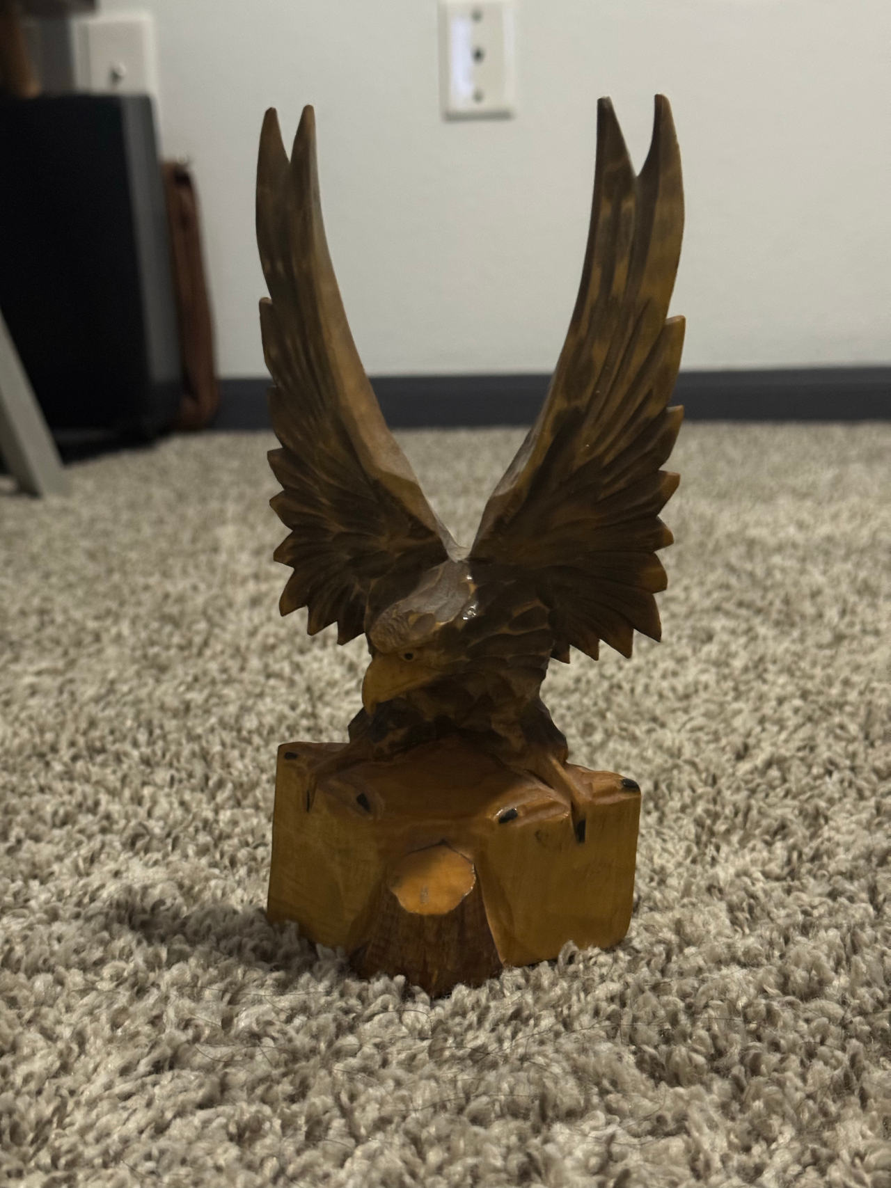 Hand Carved Wooden Eagle Statue