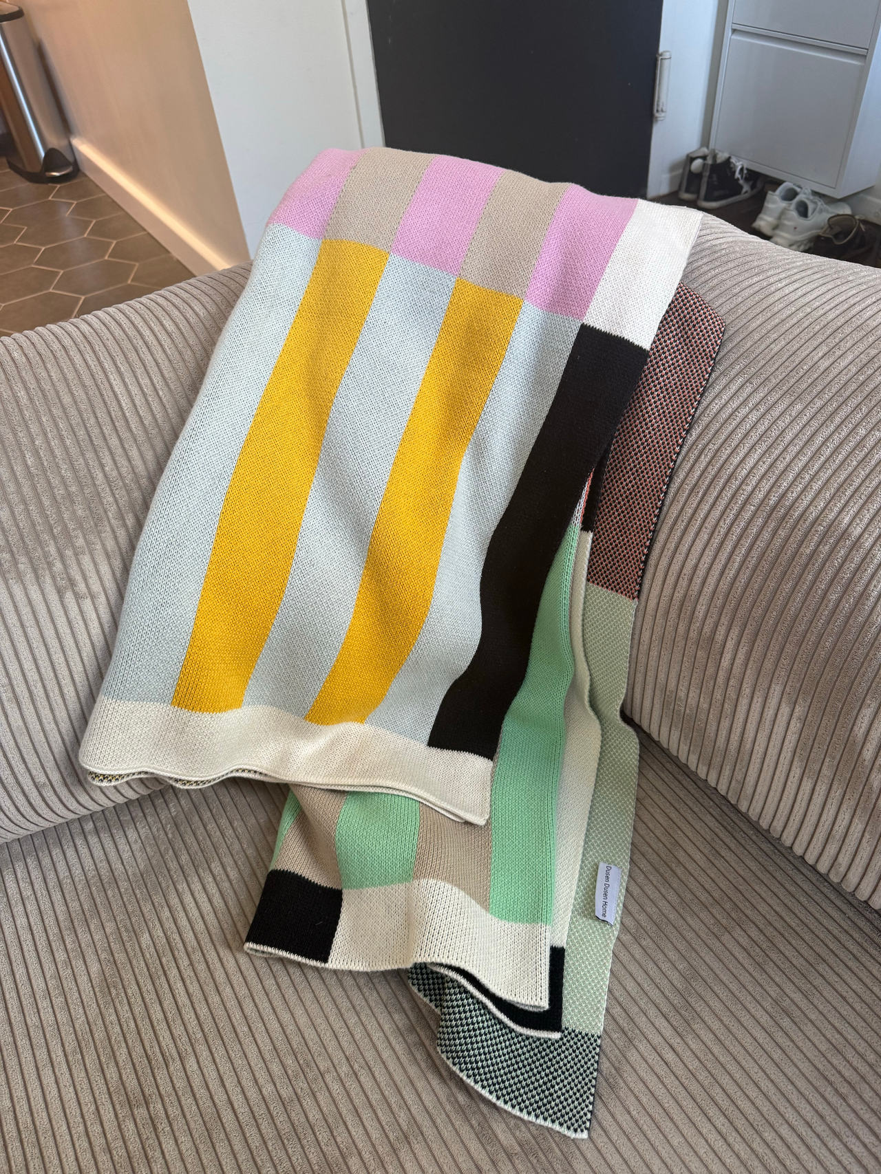 Dusen Dusen Colorblock Knit Throw Blanket