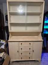 Vintage Shabby Chic Wood Kitchen Hutch Cabinet - Image 2