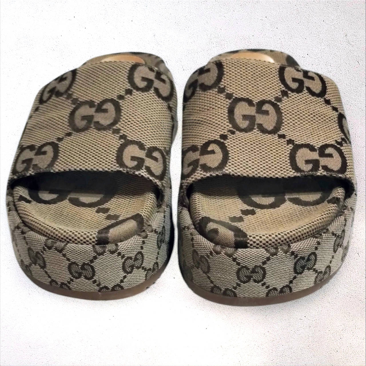 Gucci Angel GG Canvas Platform Slide Sandal