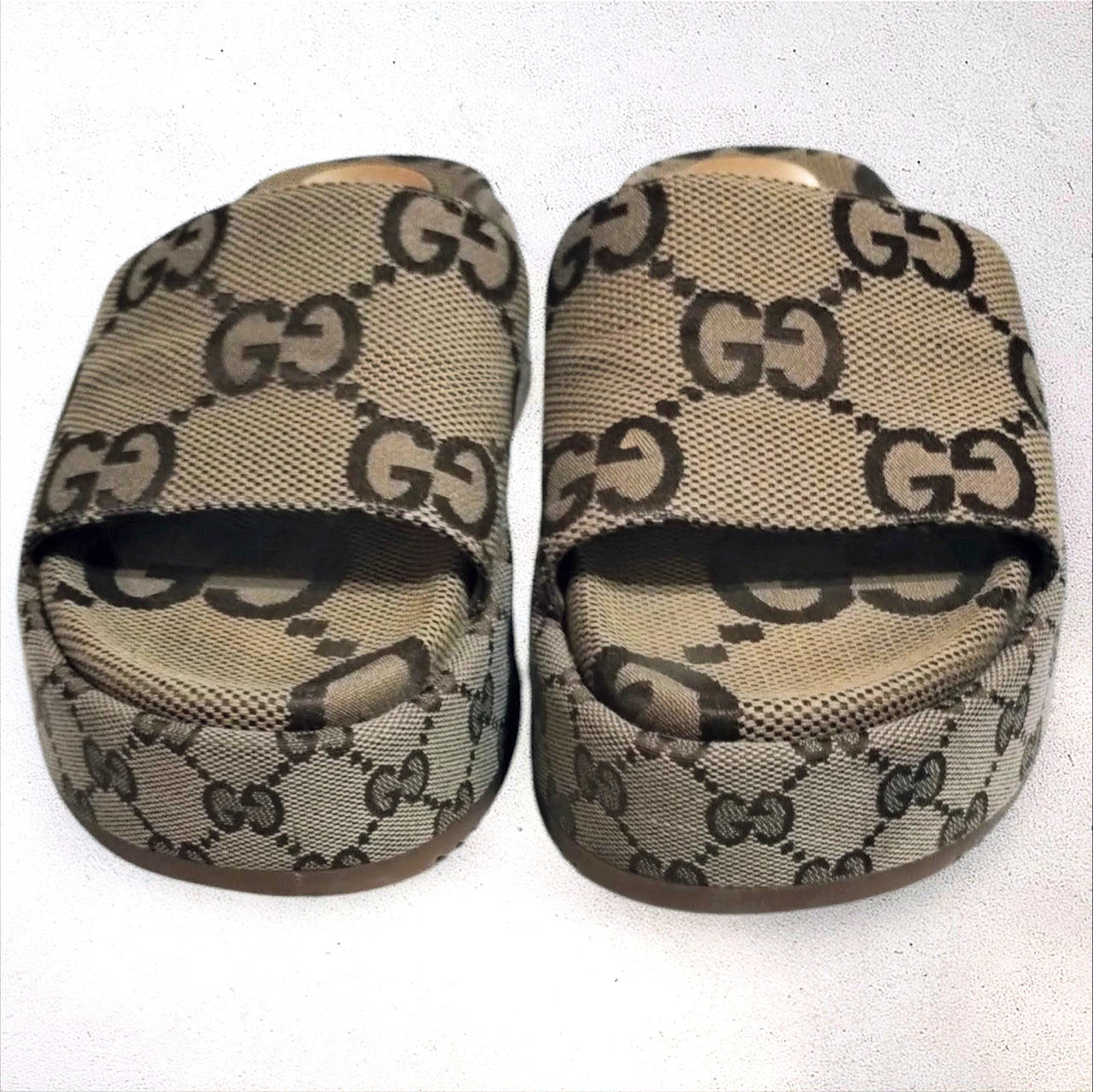Gucci Angel GG Canvas Platform Slide Sandal