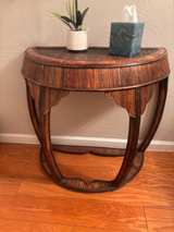 Round Wooden Pedestal Side Table - Image 1