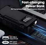 Jump Starter w/ Air Compressor Tire Inflator Portable Power Bank LED Light USB C - Image 5