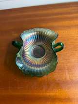 Fenton Green Carnival Glass Double Handled Bon Bon Dish - Image 1