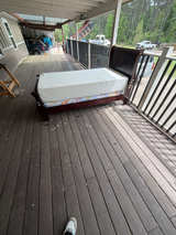 Twin Size Wooden Sleigh Bed with Mattress - Image 1