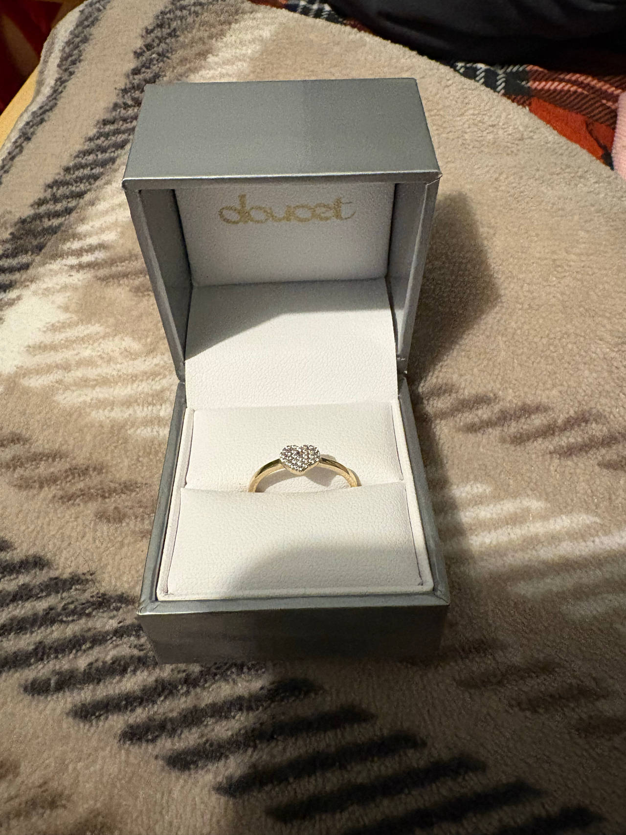 Doucet 10K Gold Pave Heart Ring