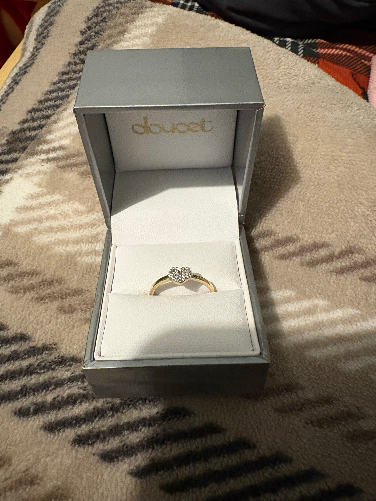 Doucet 10K Gold Pave Heart Ring
