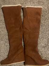 Faux Suede Wedge Over-the-Knee Boots with Faux Fur Trim - Image 4
