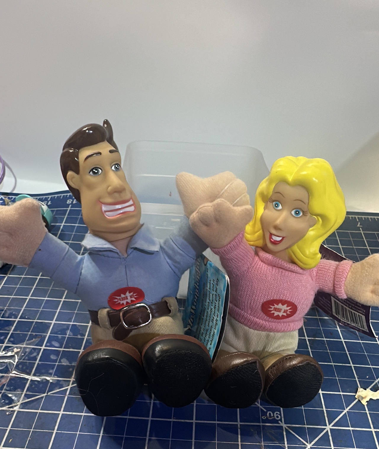 Mr Perfect and Mrs Perfect vtg talking plush new with tags tested working.  208.